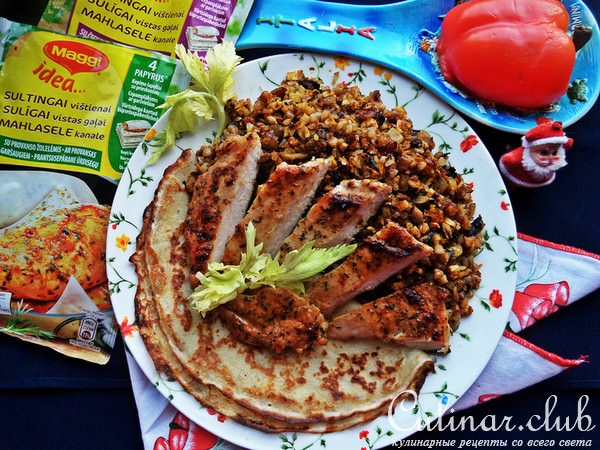 Гречка с грибами и овощами к курочке 