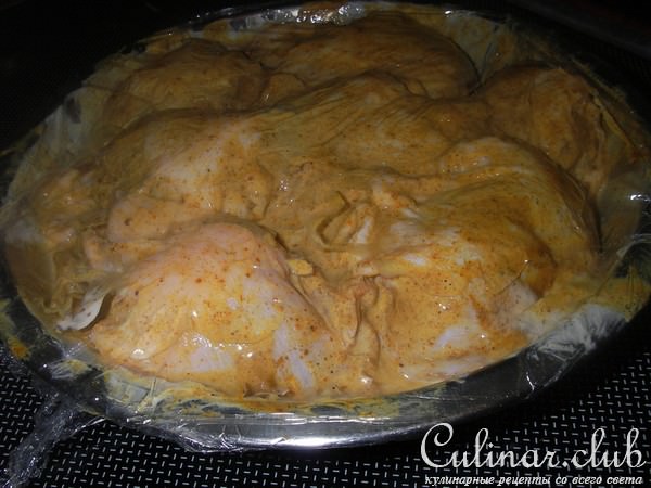 Мятный кускус с курицей в йогуртовой корочке