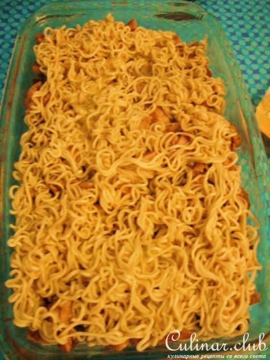 Лапша запеченная с курицей