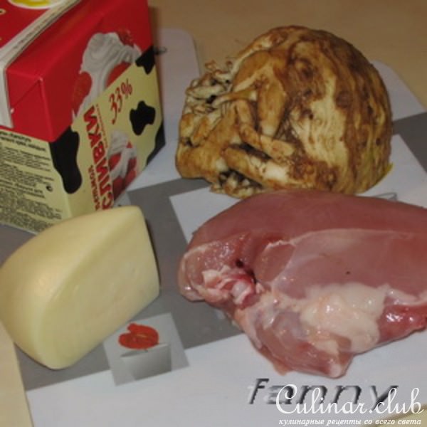 Запеканка из корневого сельдерея с курицей