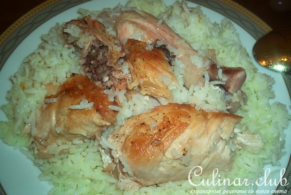 Плов с курицей, вернее курица под рисом (один из вариантов)