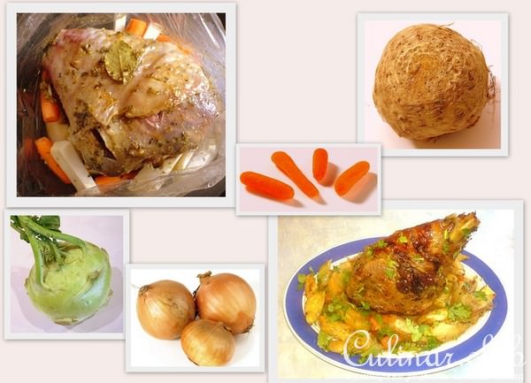 Голень индейки запечённая с овощами