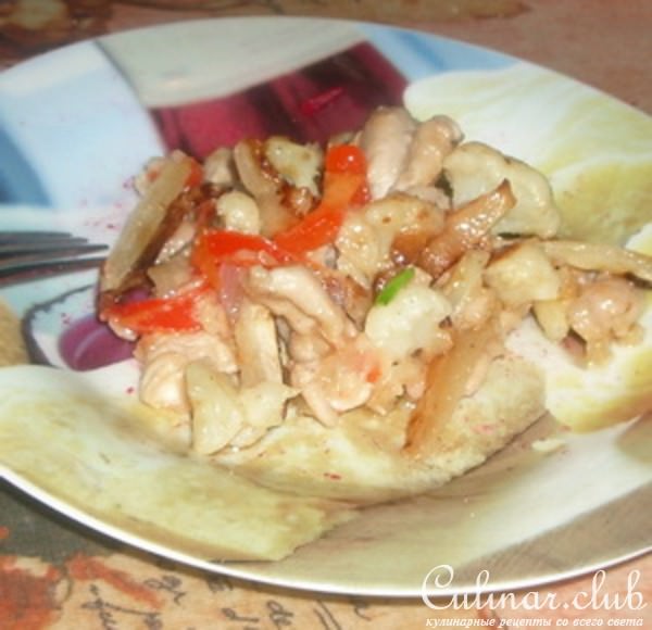 Поджарка из индейки с овощами 