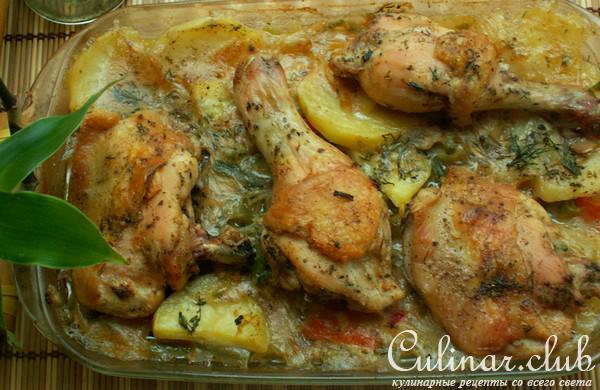 Куриные ножки с запеченными овощами