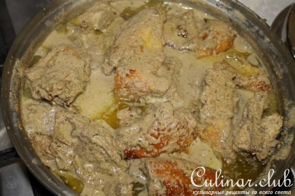 Домашняя курица в ореховом соусе с орекьетте