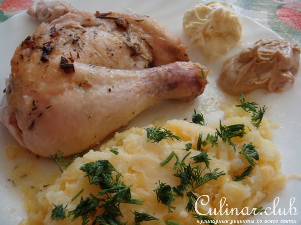Цыпленок с чесноком, тимьяном и лимоном