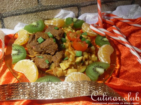 страусовый гуляш с овощами