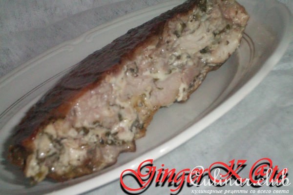 Курица фаршированная сыром и зеленью