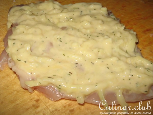 Куриная отбивная в картофельном кляре.