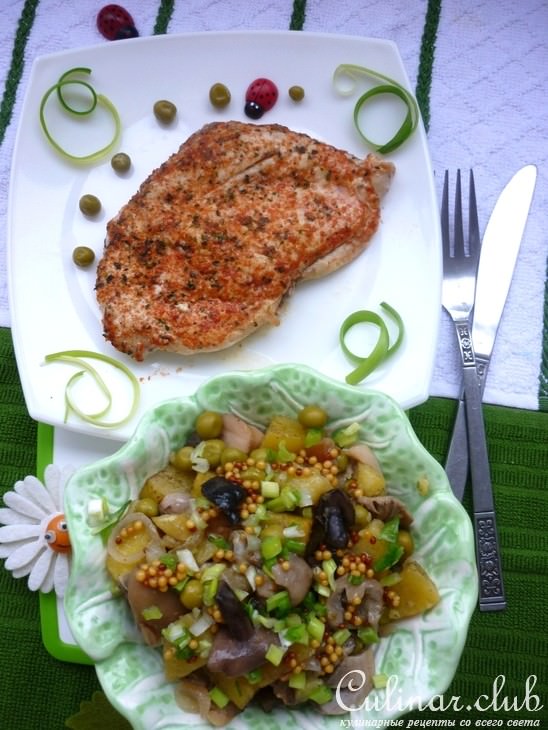 Картофельный салат с нежной курицой по-итальянски