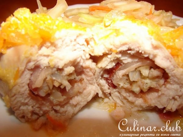 Куриные рулетики с гречкой и творогом