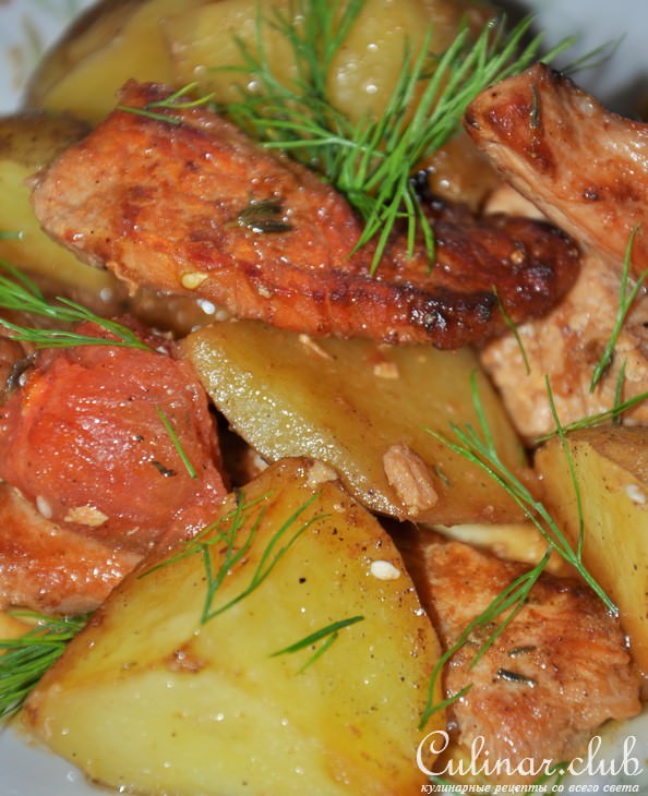 Картофель с индейкой и дайконом 