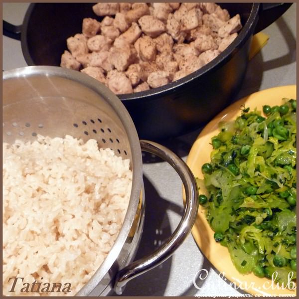 Рис коричневый с индейкой и овощами