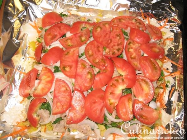 Курица с овощами в фольге