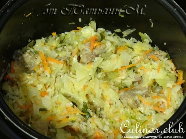 Капуста, тушеная с индейкой и рисом (тест-драйв Vitek)
