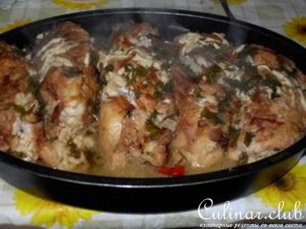 Куриные рулетики с сыром и ананасами в кляре