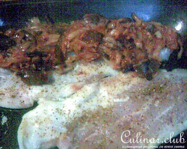 Постящийся Пангасиус с капустой и грибами