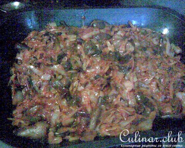Постящийся Пангасиус с капустой и грибами