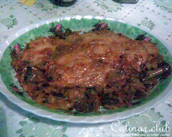 Постящийся Пангасиус с капустой и грибами