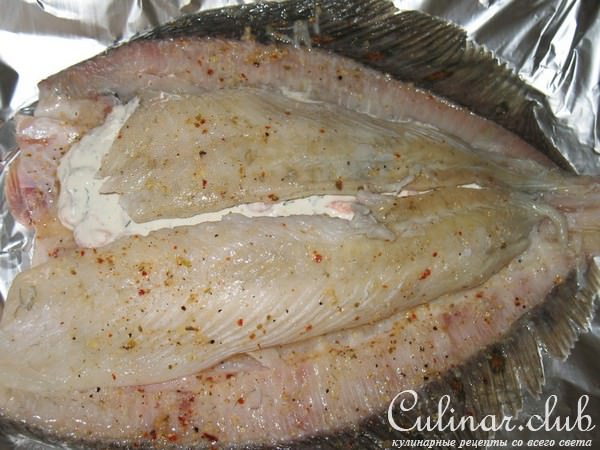 Камбала, фаршированная креветками