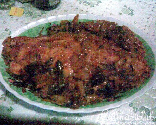 Постящийся Пангасиус с капустой и грибами