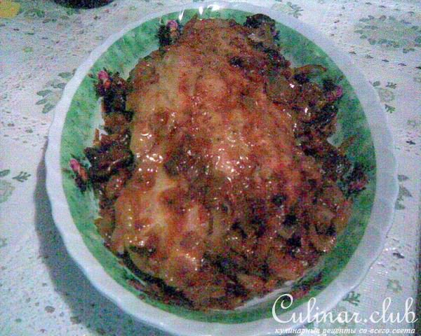 Постящийся Пангасиус с капустой и грибами