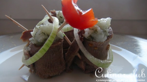 Язычки, фаршированные рисом аляПесто