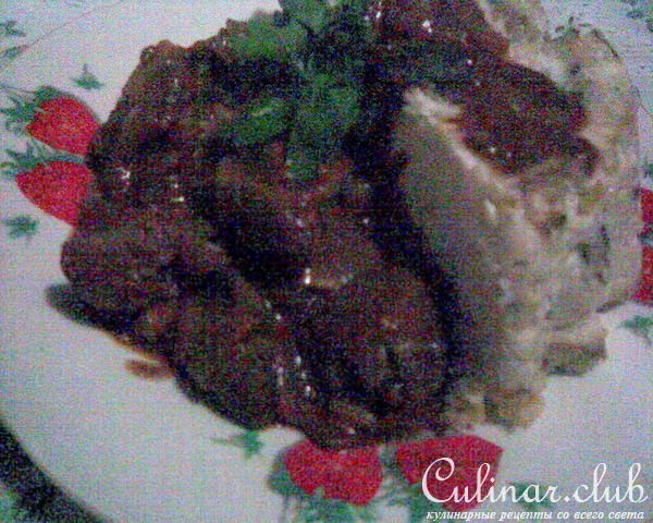 Пряная куриная печеночка с кетчупом и коньяком
