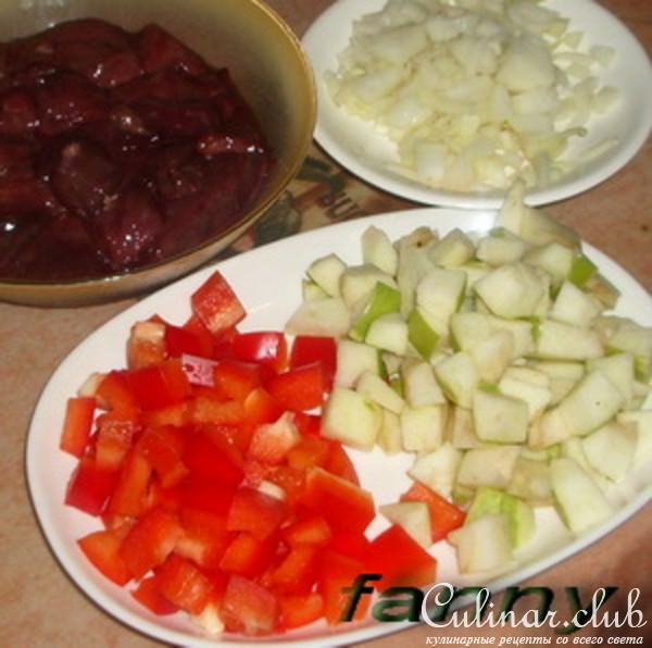 Жаркое из гусиной (куриной) печенки