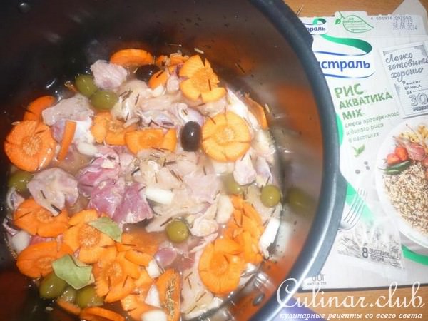 Куриные желудки с рисом и оливками