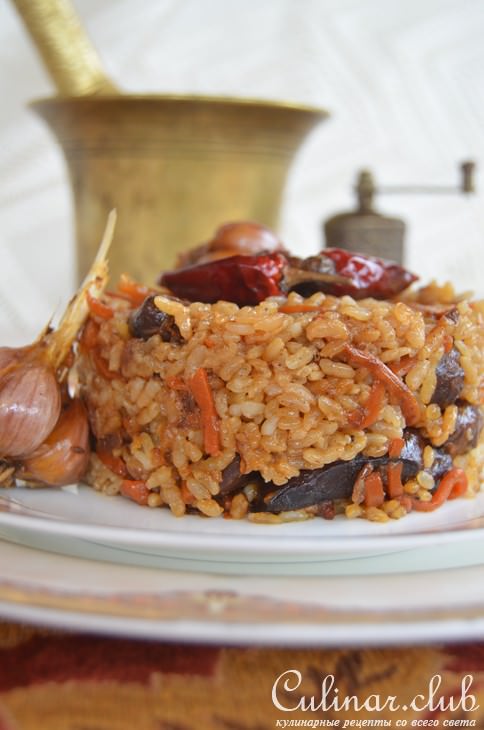 Плов с куриными сердечками