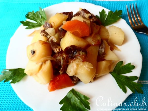 Куриные сердечки с картофелем(рецепт для мультиварки)