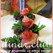 Праздничные канапе с черной чечевицей