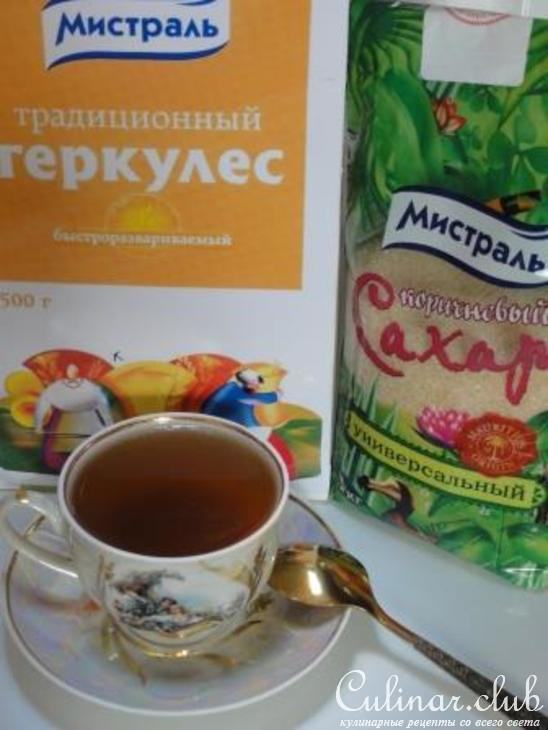 “Геркулесовое кофе” и Геркулесовый тарт с рисовым кремом и фруктами ”Здоровье от Мистраль”.