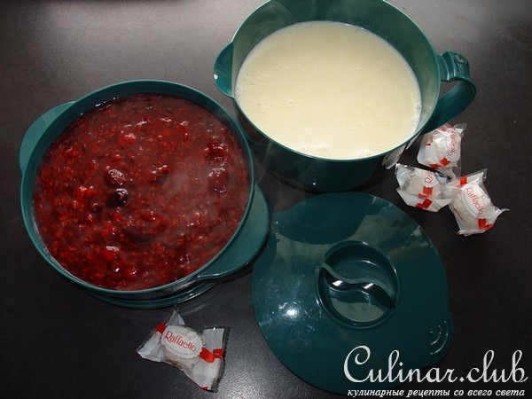 Ягодный десерт с ванильным соусом. Rote Grtze