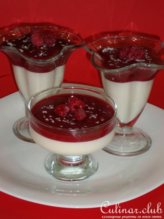 Десерт из творога с малиной 