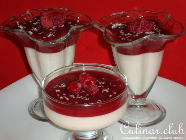 Десерт из творога с малиной 