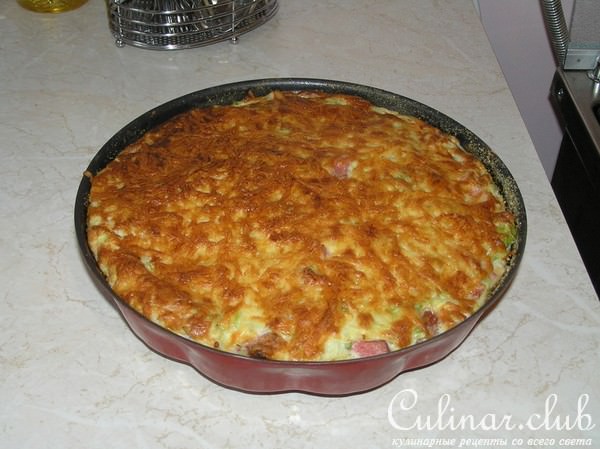 Капустная запеканка с сыром и ветчиной
