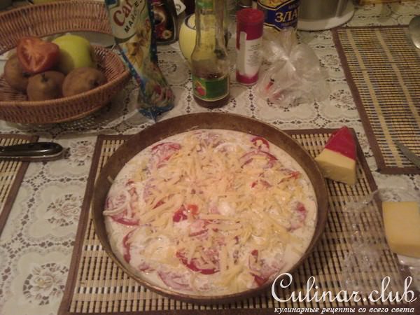 Пангасиус с сыром и помидорами