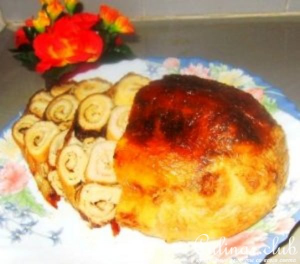 Курочка фаршированная блинами