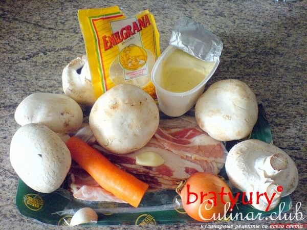 Шампиньоны фаршированные, печёные в фольге
