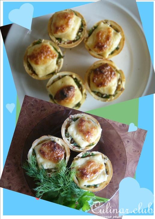 Корзиночки вафельные фаршированные грибами