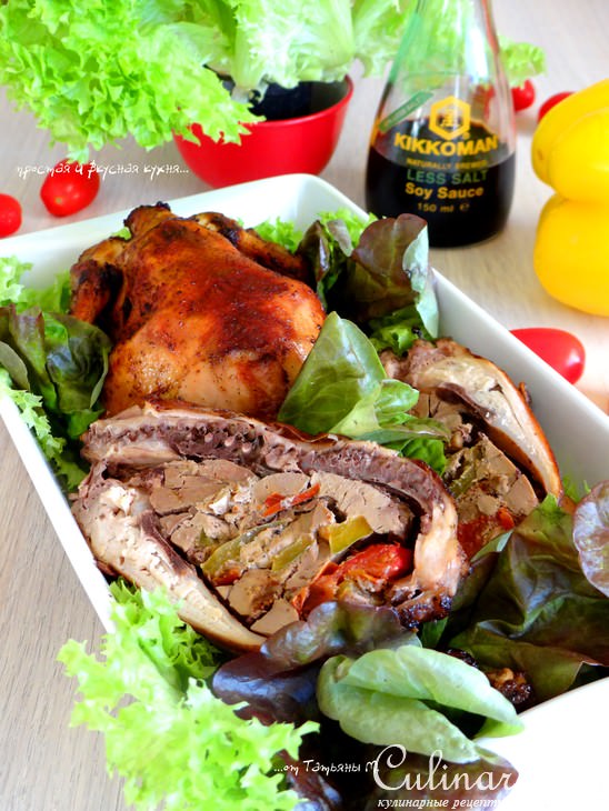 Запеченные рябчики, фаршированные куриной печенью