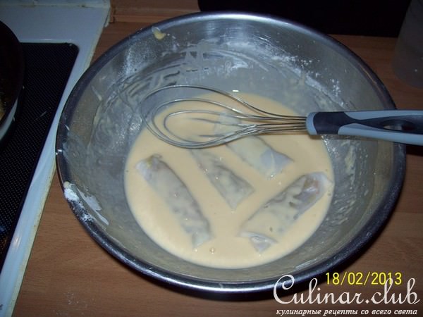 Рисовые блинчики с овощной начинкой в кляре.Frlingsrollen.