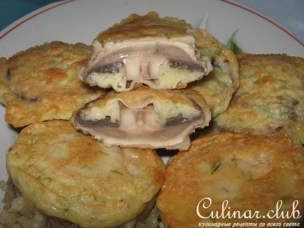 Грибные шляпки жаренные в кляре