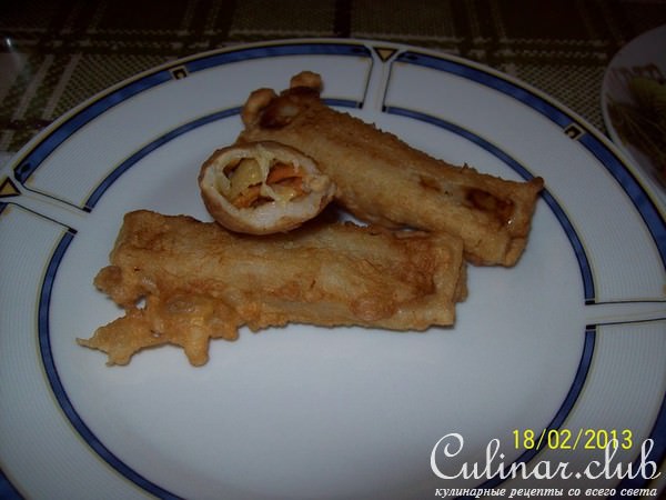 Рисовые блинчики с овощной начинкой в кляре.Frlingsrollen.