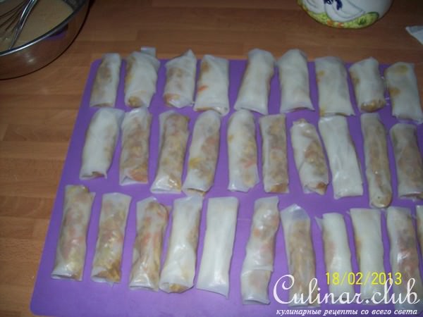 Рисовые блинчики с овощной начинкой в кляре.Frlingsrollen.
