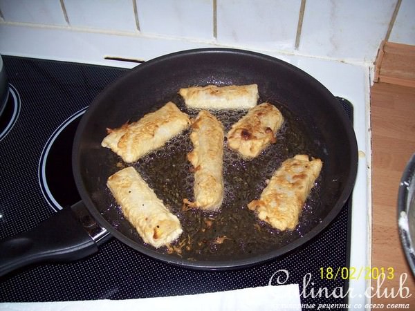 Рисовые блинчики с овощной начинкой в кляре.Frlingsrollen.