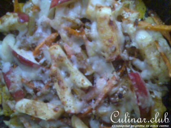 жареная тыква с овощами