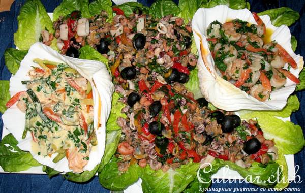 Морепродукты: три вида на одном блюде